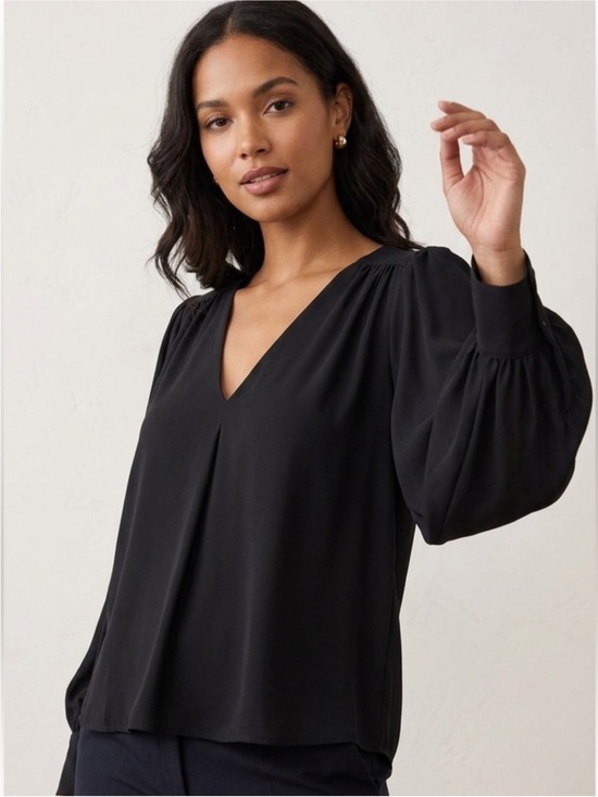 Prologue Tops - Prologue Black V-Neck Blouse with Balloon Sleeves. PTP is 26